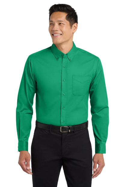 Custom Embroidered Port Authority Woven Shirts in Court Green