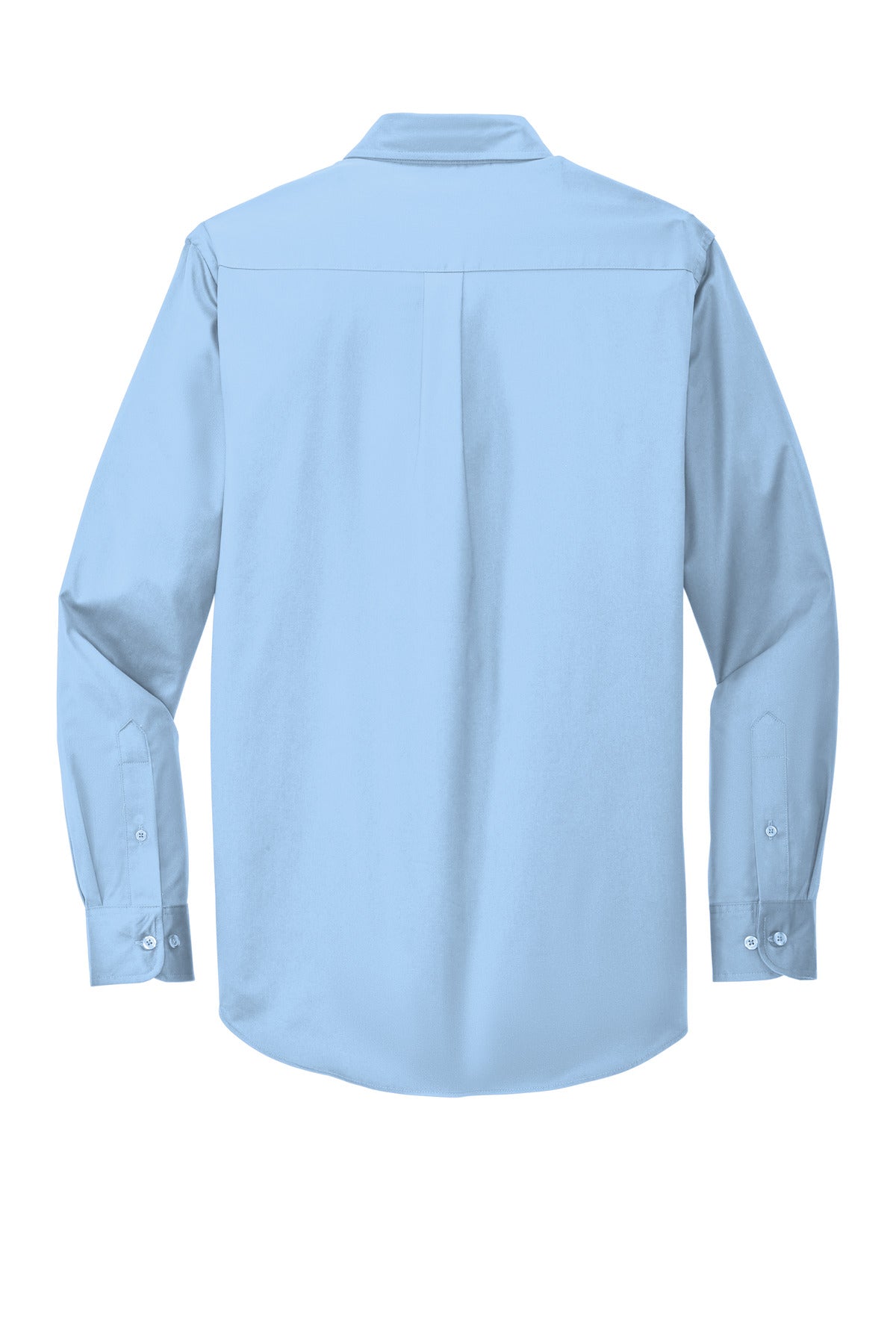 Custom Embroidered Port Authority Woven Shirts in Light Blue/ Light Stone