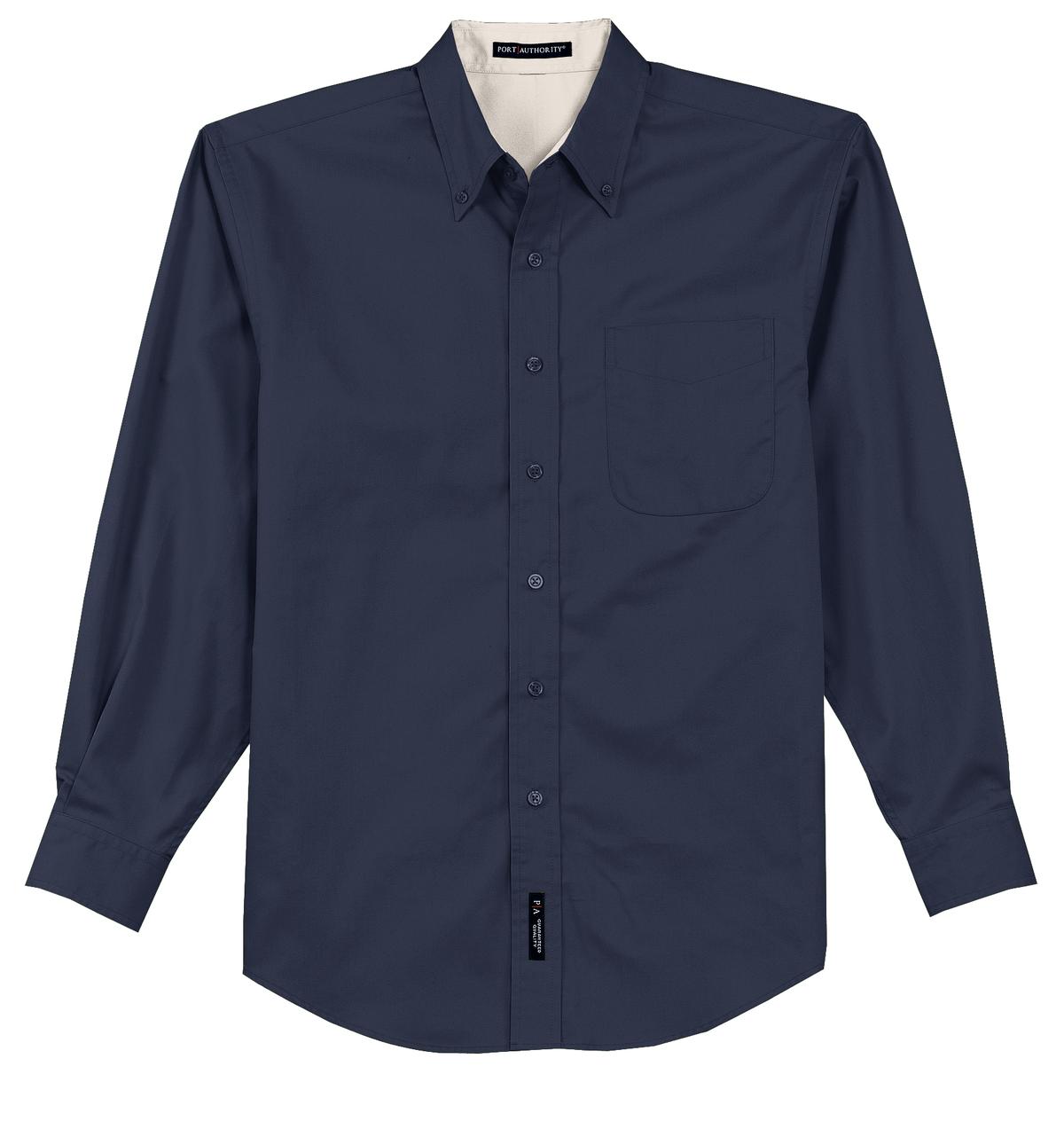 Port Authority Long Sleeve Easy Care Shirt S608 Navy/ Light Stone