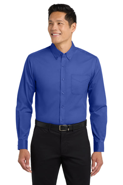 Custom Embroidered Port Authority Woven Shirts in Royal/ Classic Navy