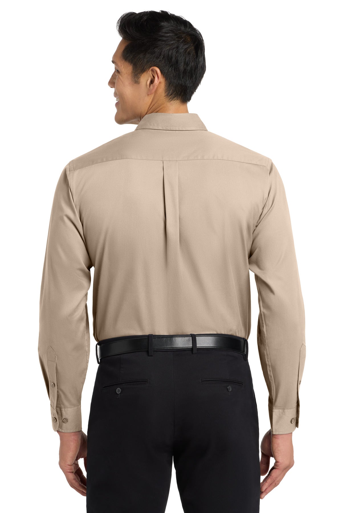 Custom Embroidered Port Authority Woven Shirts in Stone