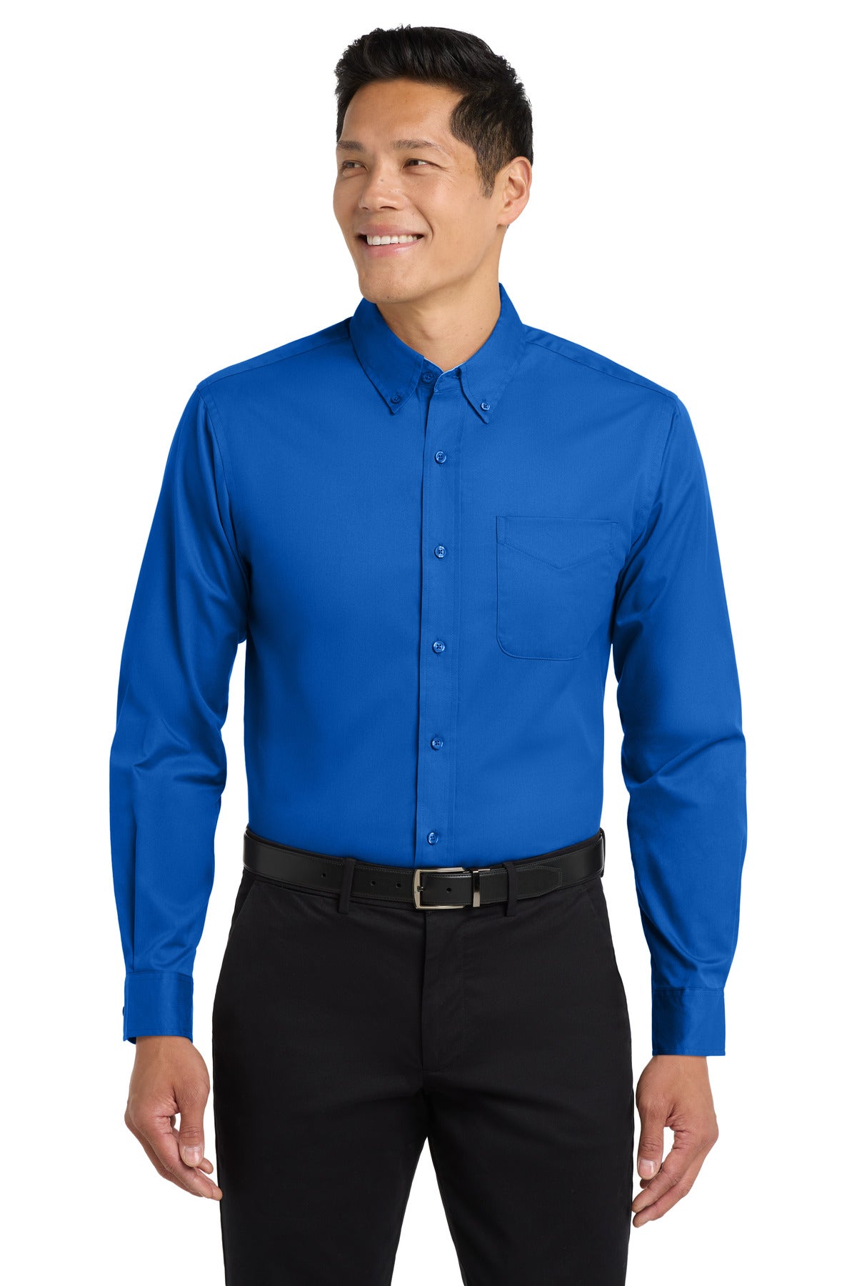 Custom Embroidered Port Authority Woven Shirts in Strong Blue