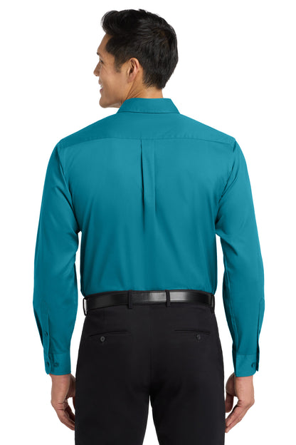 Custom Embroidered Port Authority Woven Shirts in Teal Green