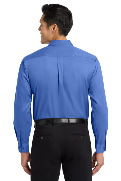 Custom Embroidered Port Authority Woven Shirts in Ultramarine Blue