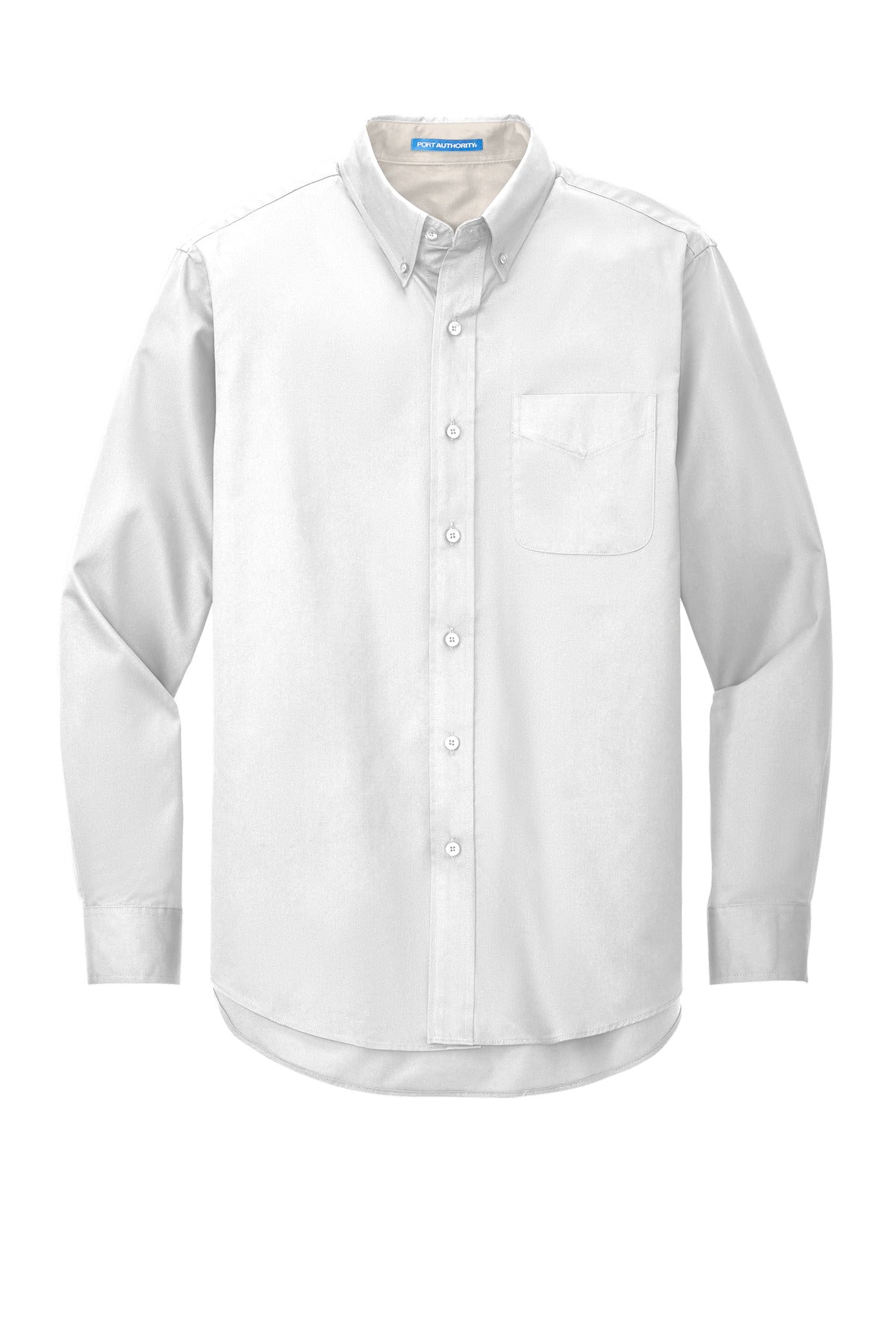 Custom Embroidered Port Authority Woven Shirts in White/ Light Stone