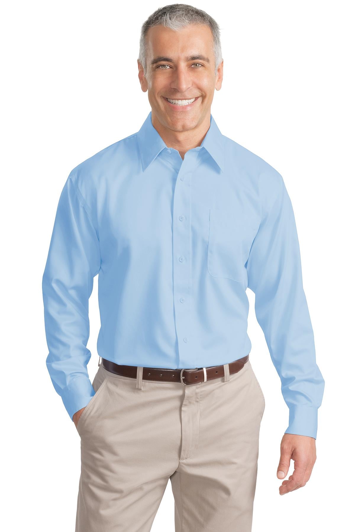 Custom Embroidered Port Authority Clothing Tops in Sky Blue