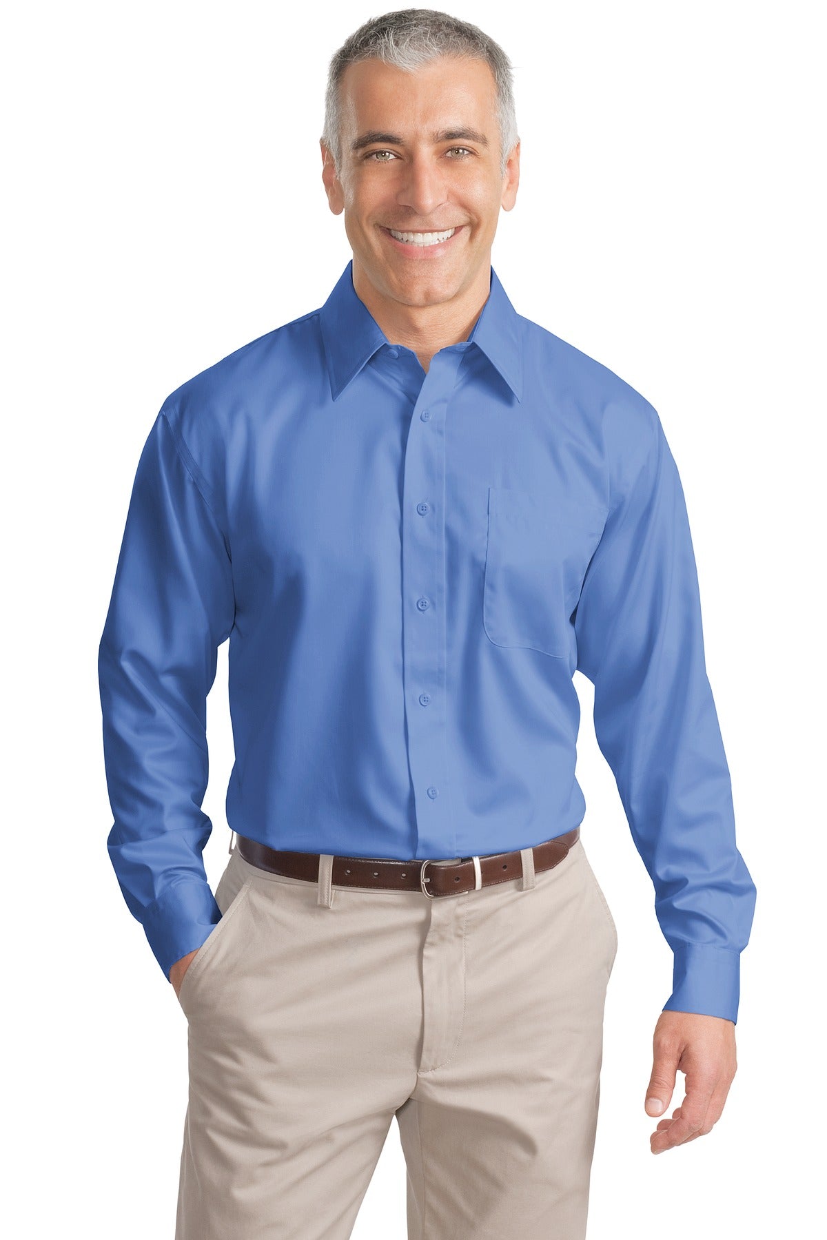 Custom Embroidered Port Authority Clothing Tops in Ultramarine Blue
