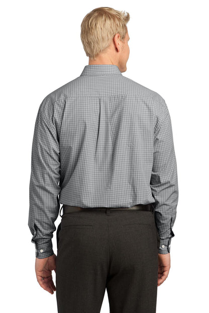 Custom Embroidered Port Authority Plaid Pattern Easy Care Shirt. S639,Charcoal