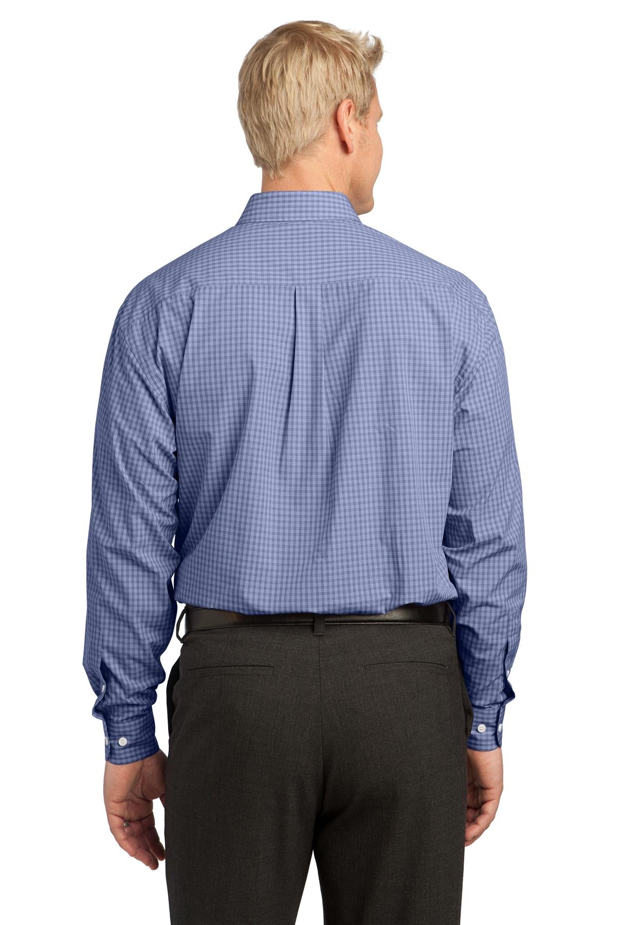 Custom Embroidered Port Authority Plaid Pattern Easy Care Shirt. S639,Navy