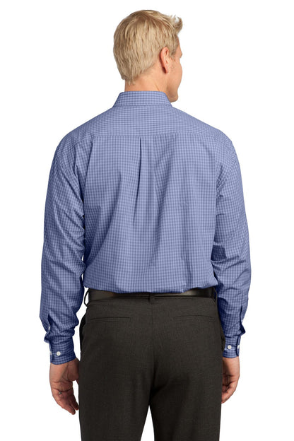 Custom Embroidered Port Authority Plaid Pattern Easy Care Shirt. S639,Navy