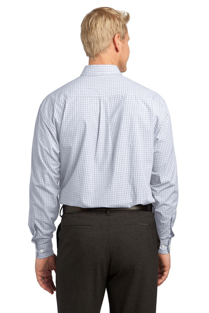 Custom Embroidered Port Authority Plaid Pattern Easy Care Shirt. S639,White