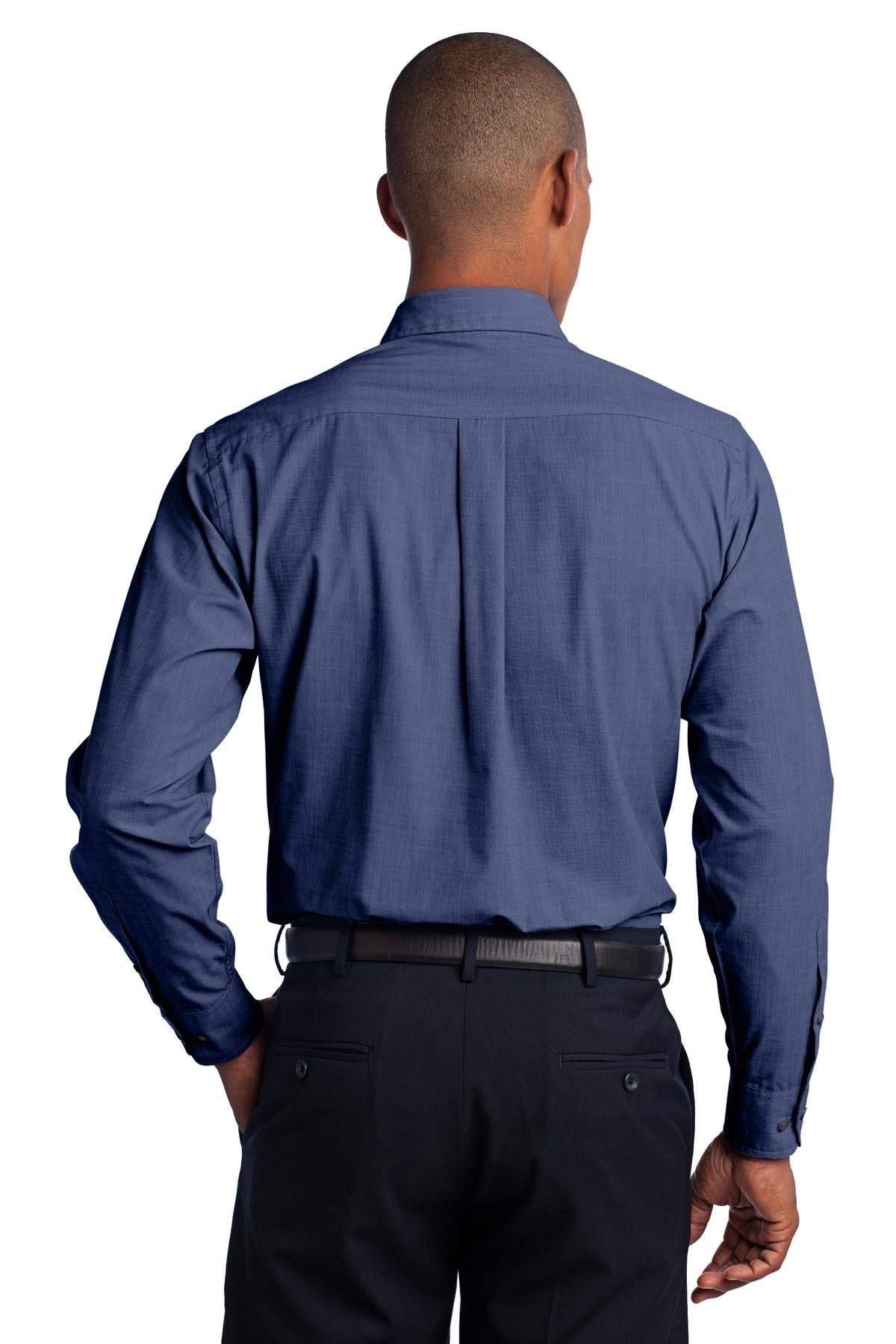 Custom Embroidered Port Authority Crosshatch Easy Care Shirt. S640,Deep Blue