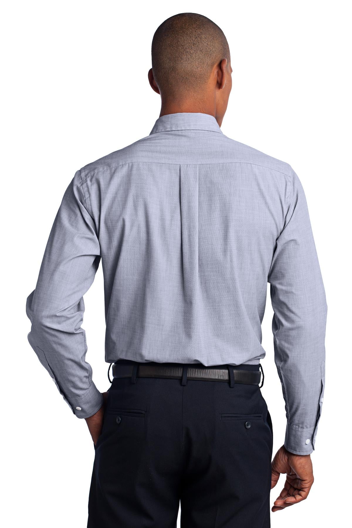 Custom Embroidered Port Authority Crosshatch Easy Care Shirt. S640,Navy Frost