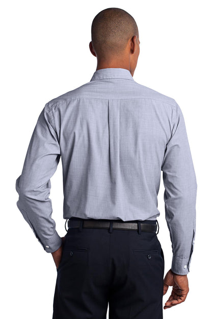 Custom Embroidered Port Authority Crosshatch Easy Care Shirt. S640,Navy Frost