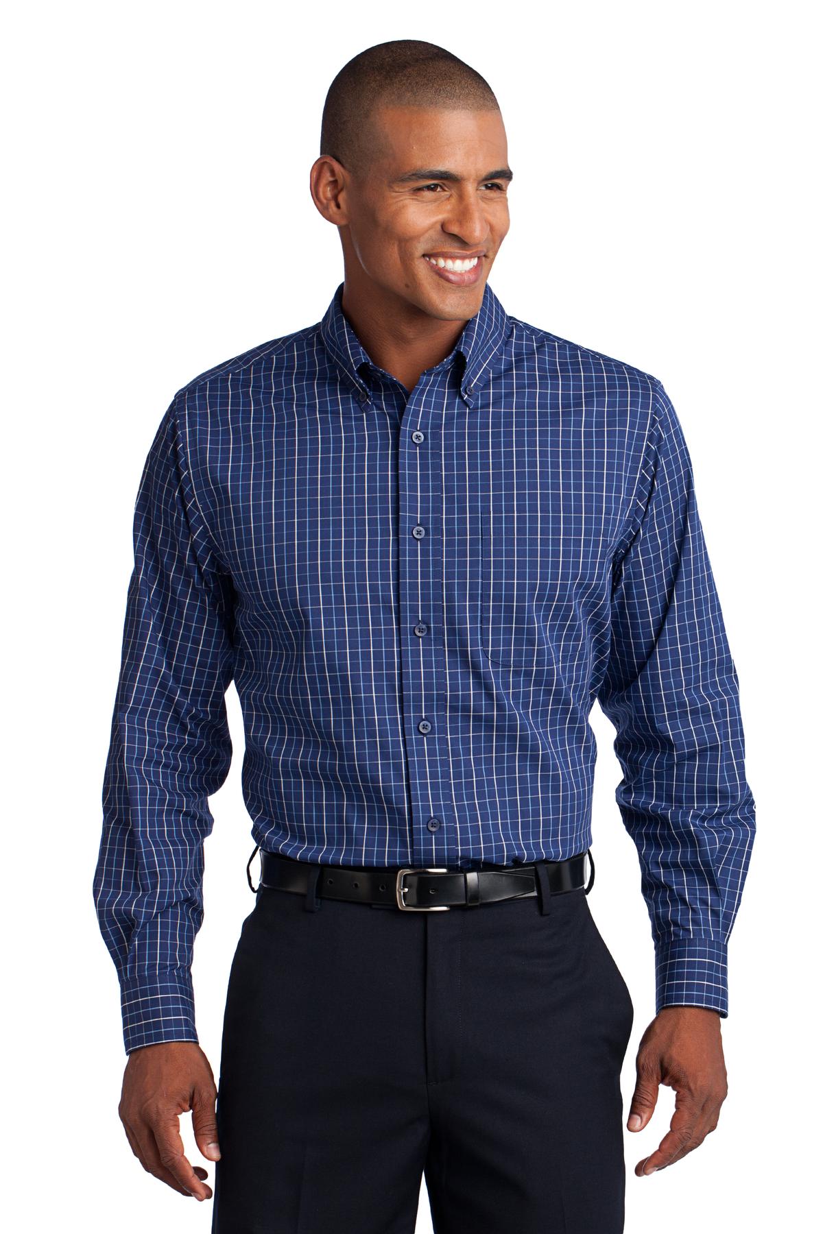 Custom Embroidered Port Authority Clothing Tops in Navy/ White