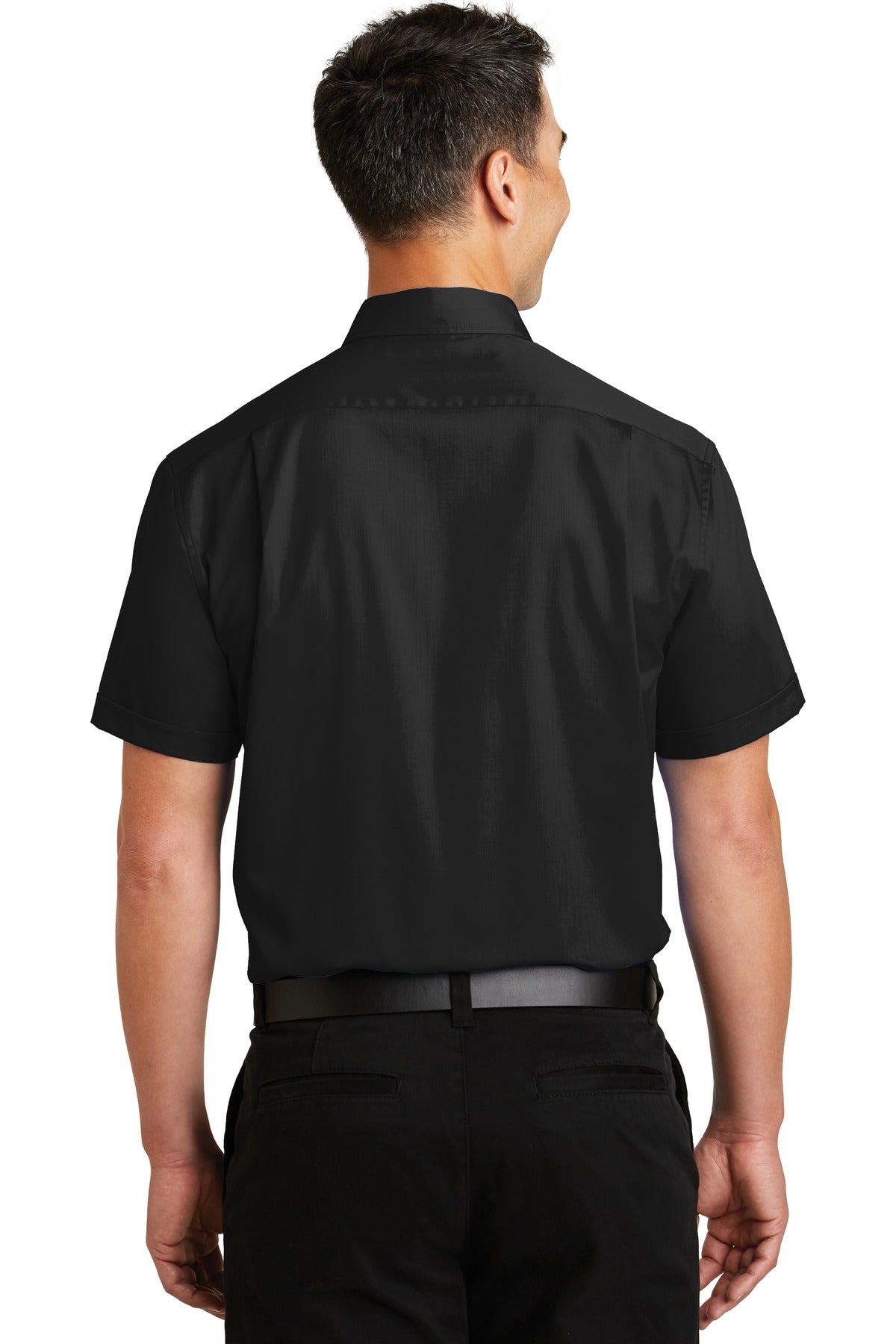 Custom Embroidered Port Authority Short Sleeve SuperPro Twill Shirt. S664,Black