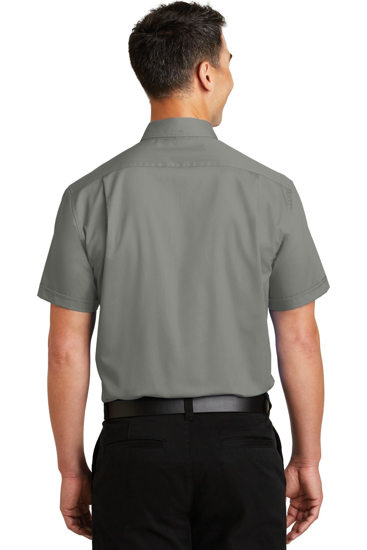 Custom Embroidered Port Authority Short Sleeve SuperPro Twill Shirt. S664,Monument Grey