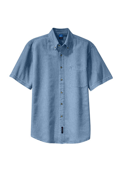 Custom Embroidered Port & Co Clothing Tops in Faded Blue