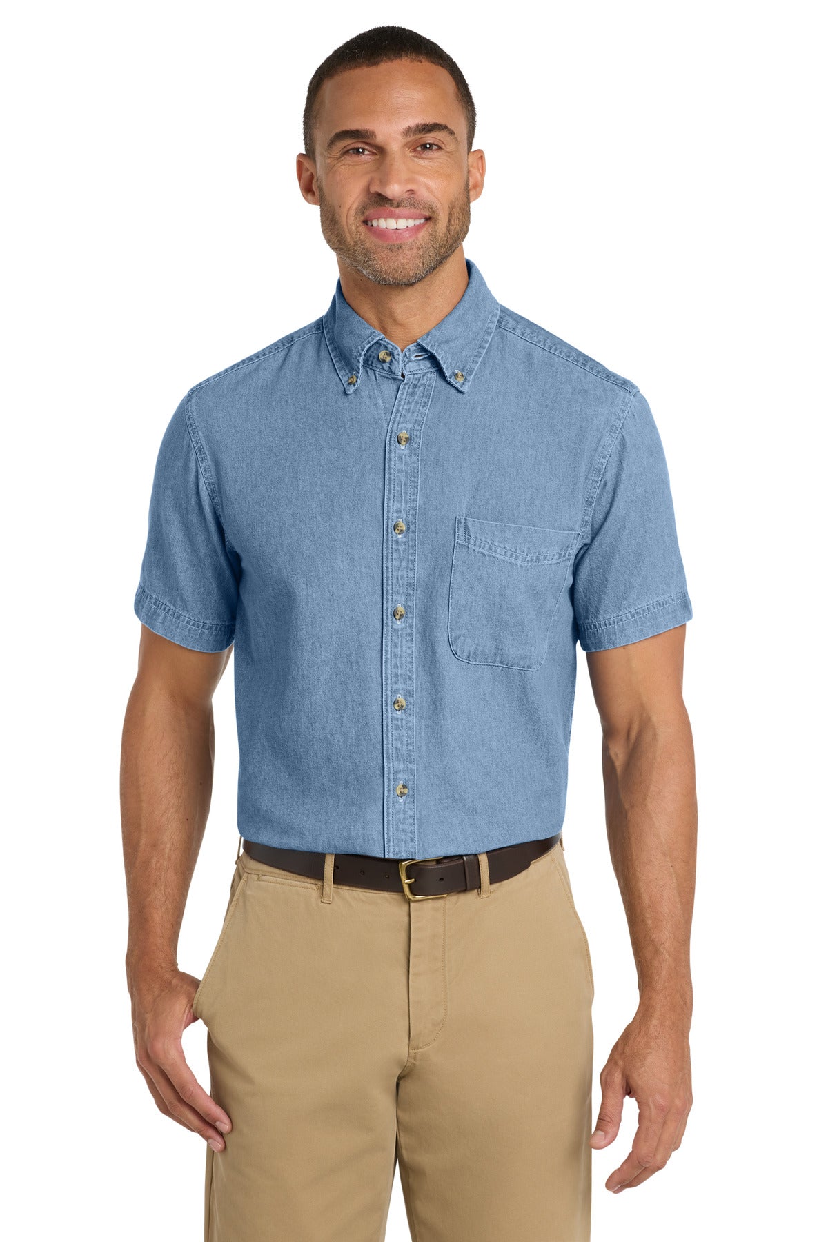 Custom Embroidered Port & Co Clothing Tops in Faded Blue