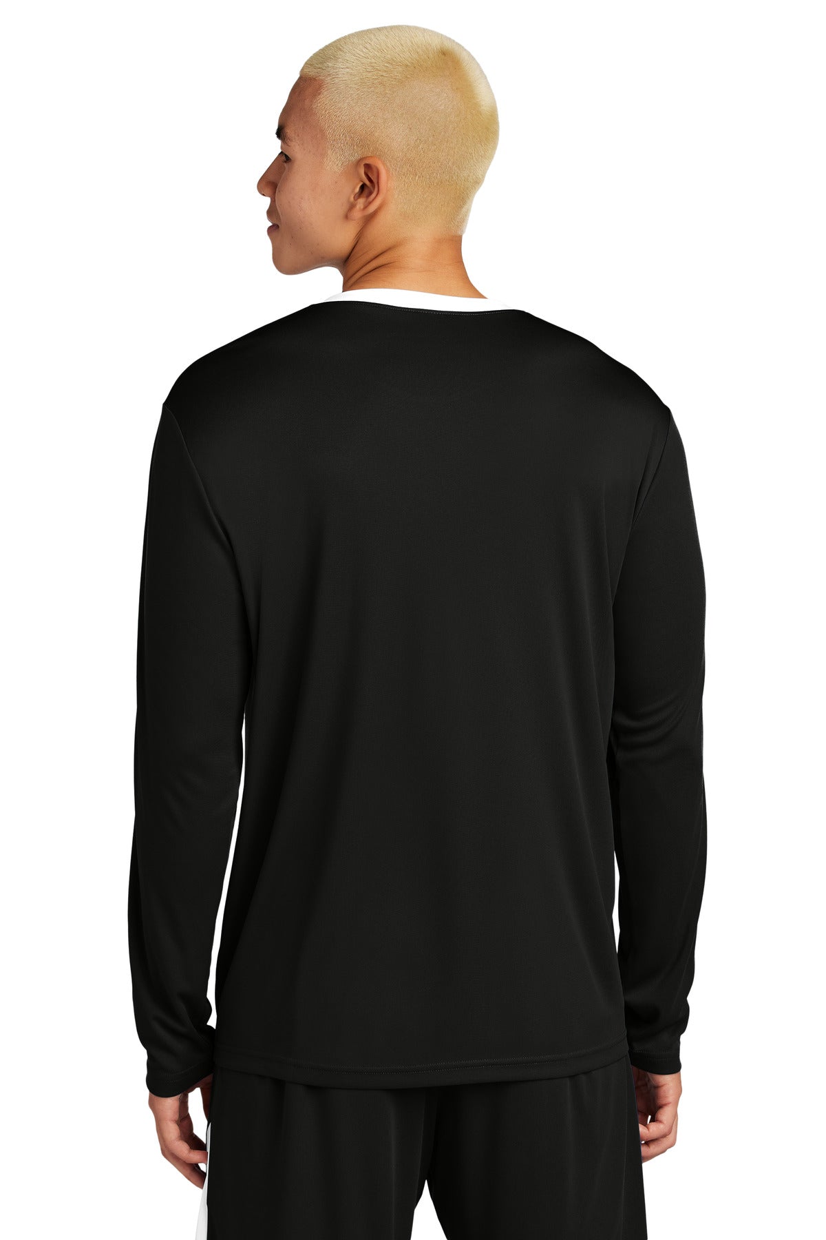Custom Embroidered Sport-Tek Competitor United Long Sleeve Crew ST100LS,Black/ White