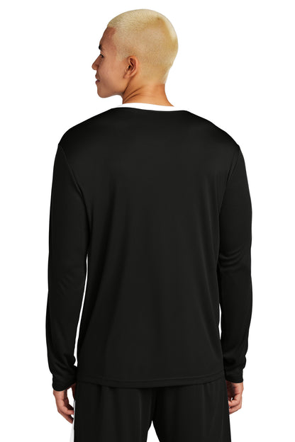 Custom Embroidered Sport-Tek Competitor United Long Sleeve Crew ST100LS,Black/ White