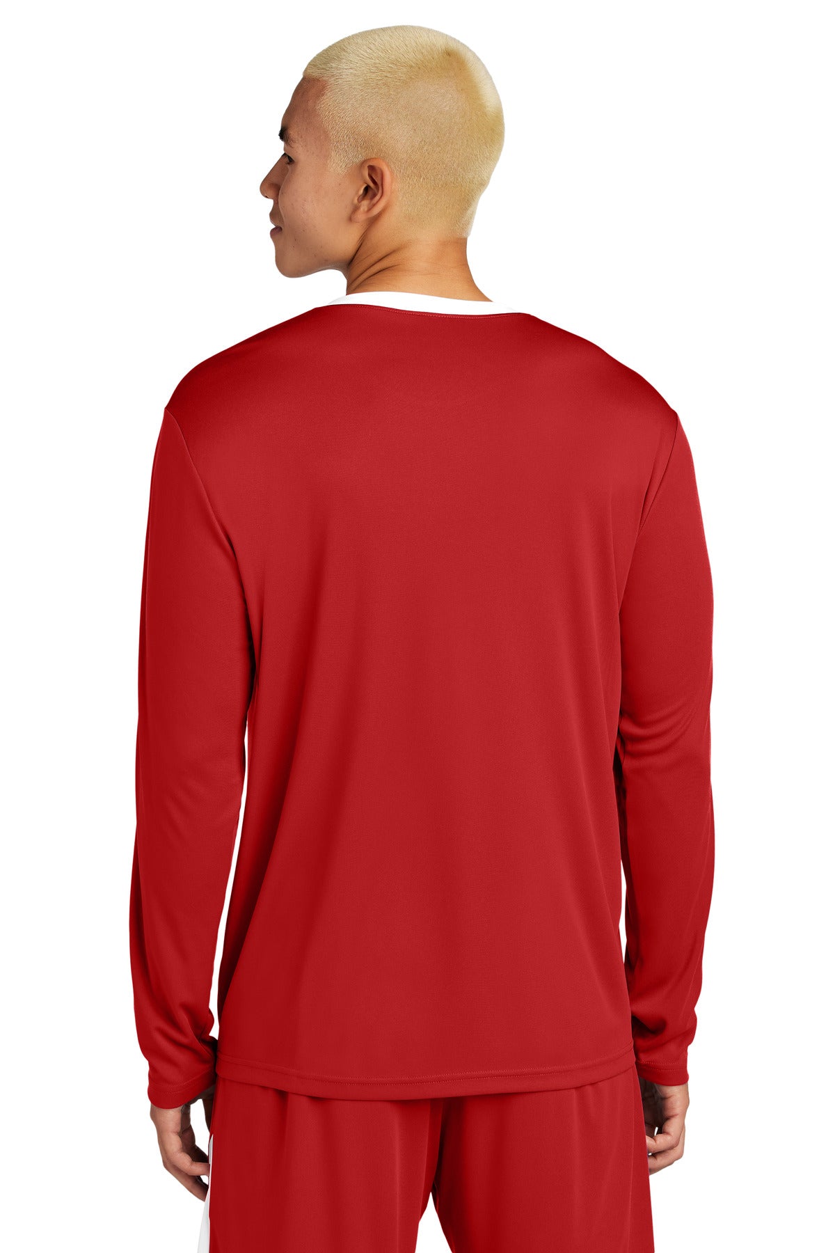 Custom Embroidered Sport-Tek Competitor United Long Sleeve Crew ST100LS,Deep Red/ White