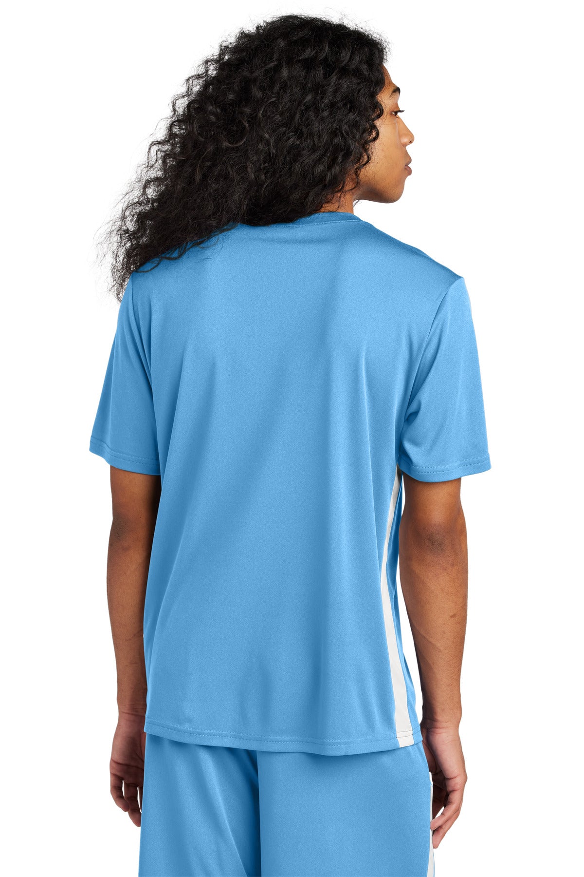 Custom Embroidered Sport-Tek Competitor United V-Neck ST101,Carolina Blue/ White