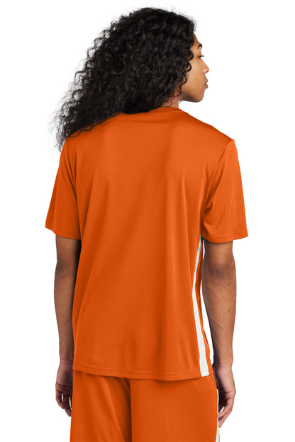 Custom Embroidered Sport-Tek Competitor United V-Neck ST101,Deep Orange/ White