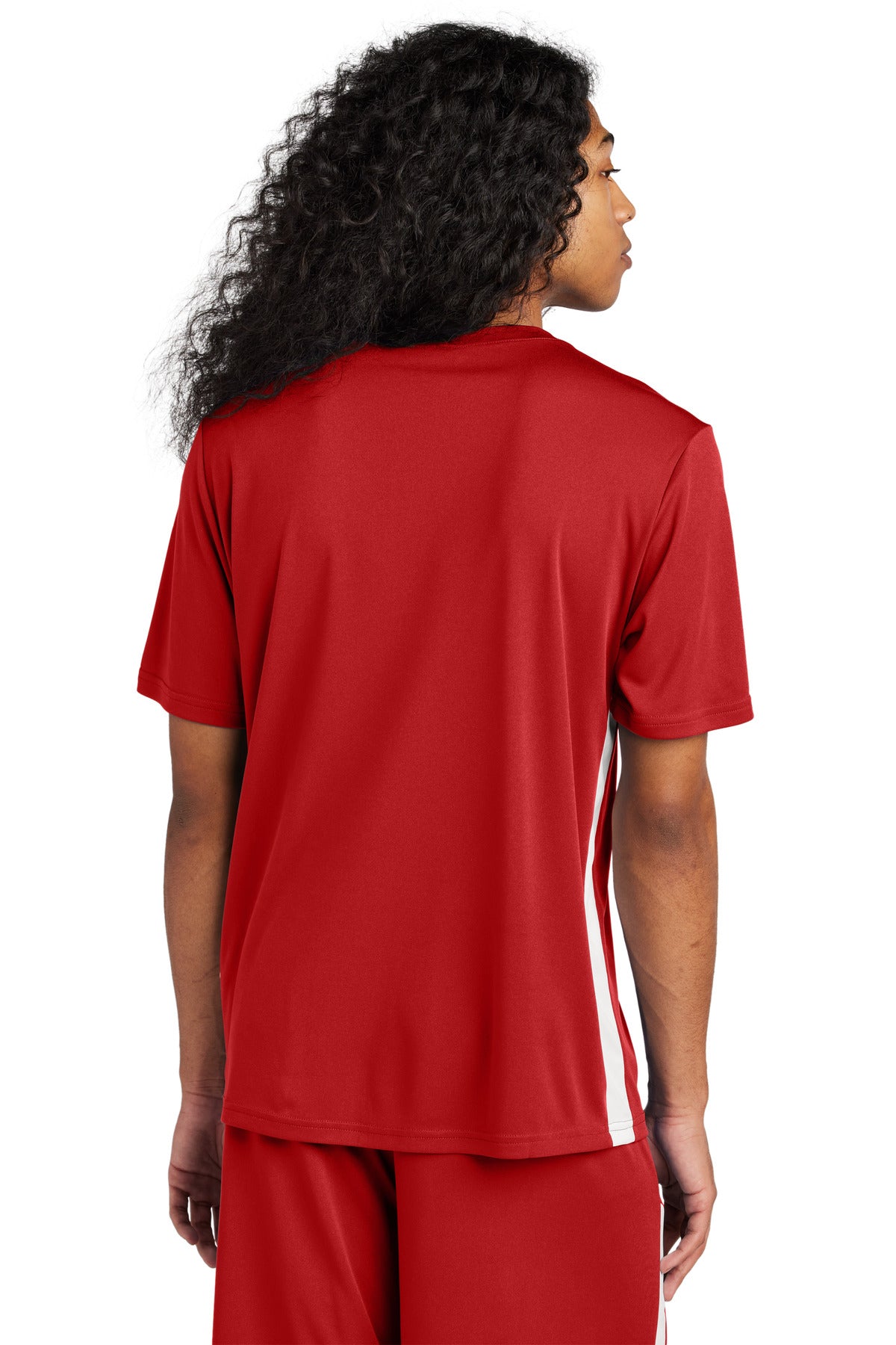 Custom Embroidered Sport-Tek Competitor United V-Neck ST101,Deep Red/ White