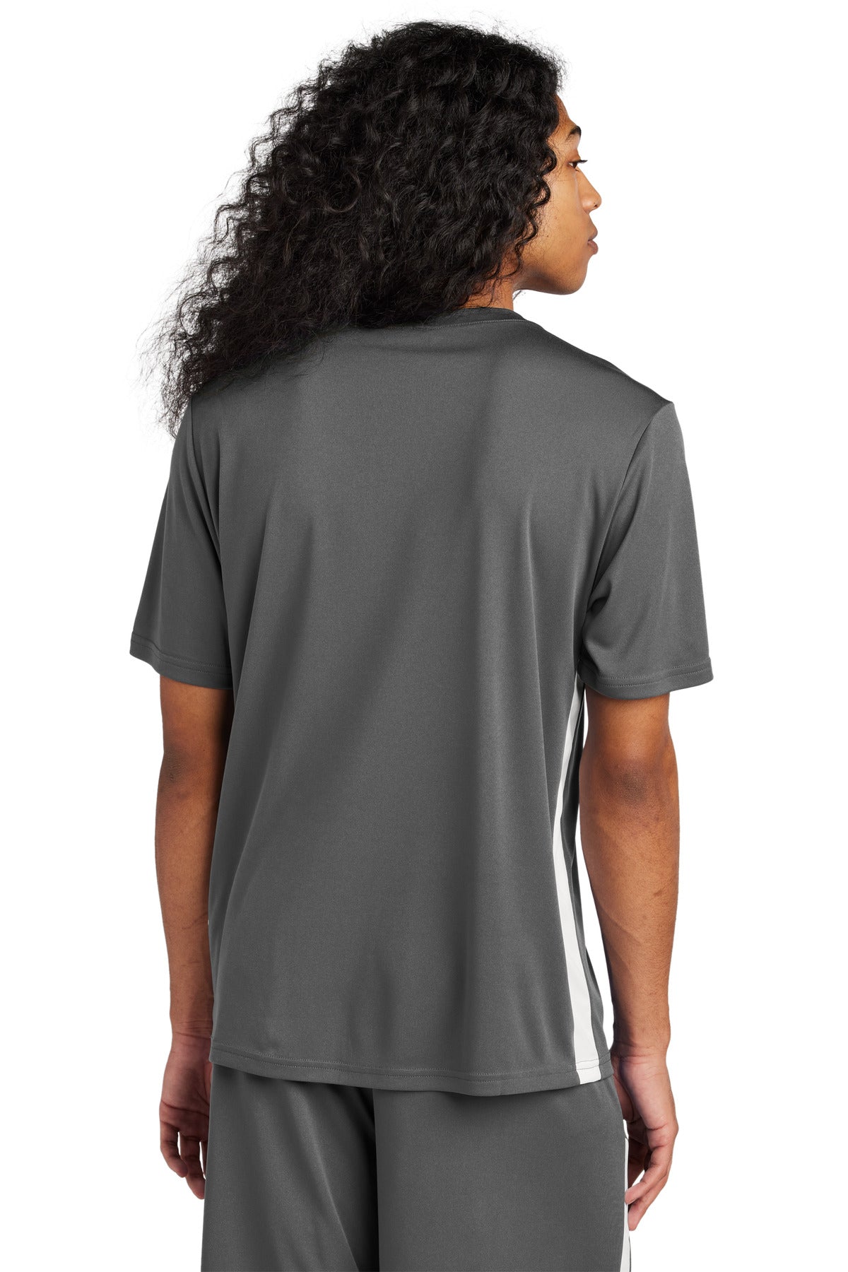 Custom Embroidered Sport-Tek Competitor United V-Neck ST101,Iron Grey/ White