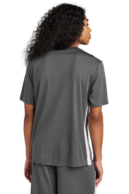 Custom Embroidered Sport-Tek Competitor United V-Neck ST101,Iron Grey/ White