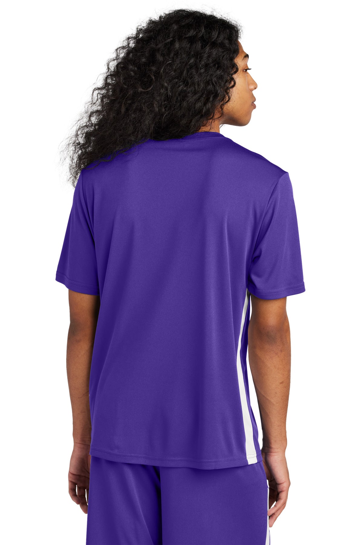 Custom Embroidered Sport-Tek Competitor United V-Neck ST101,Purple/ White