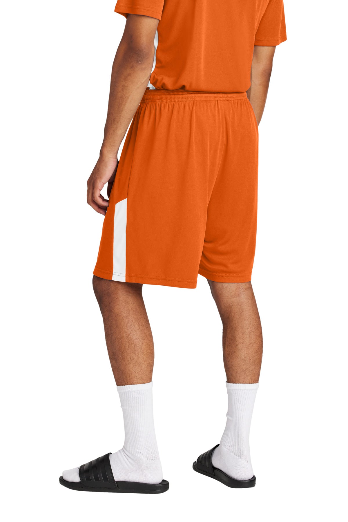 Custom Embroidered Sport-Tek Competitor United 7  Short ST103,Deep Orange/ White