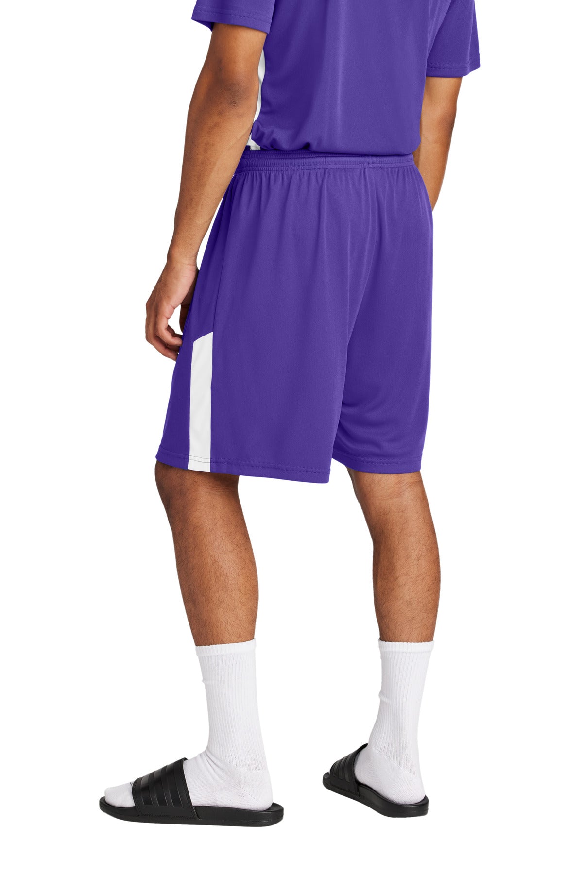 Custom Embroidered Sport-Tek Competitor United 7  Short ST103,Purple/ White