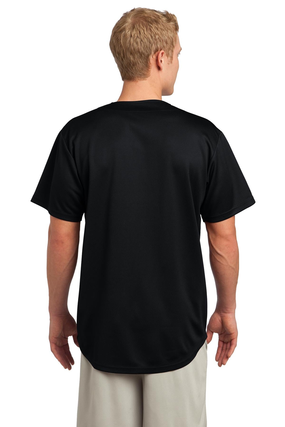 Custom Embroidered Sport-Tek PosiCharge Tough Mesh Full-Button Jersey. ST220,Black