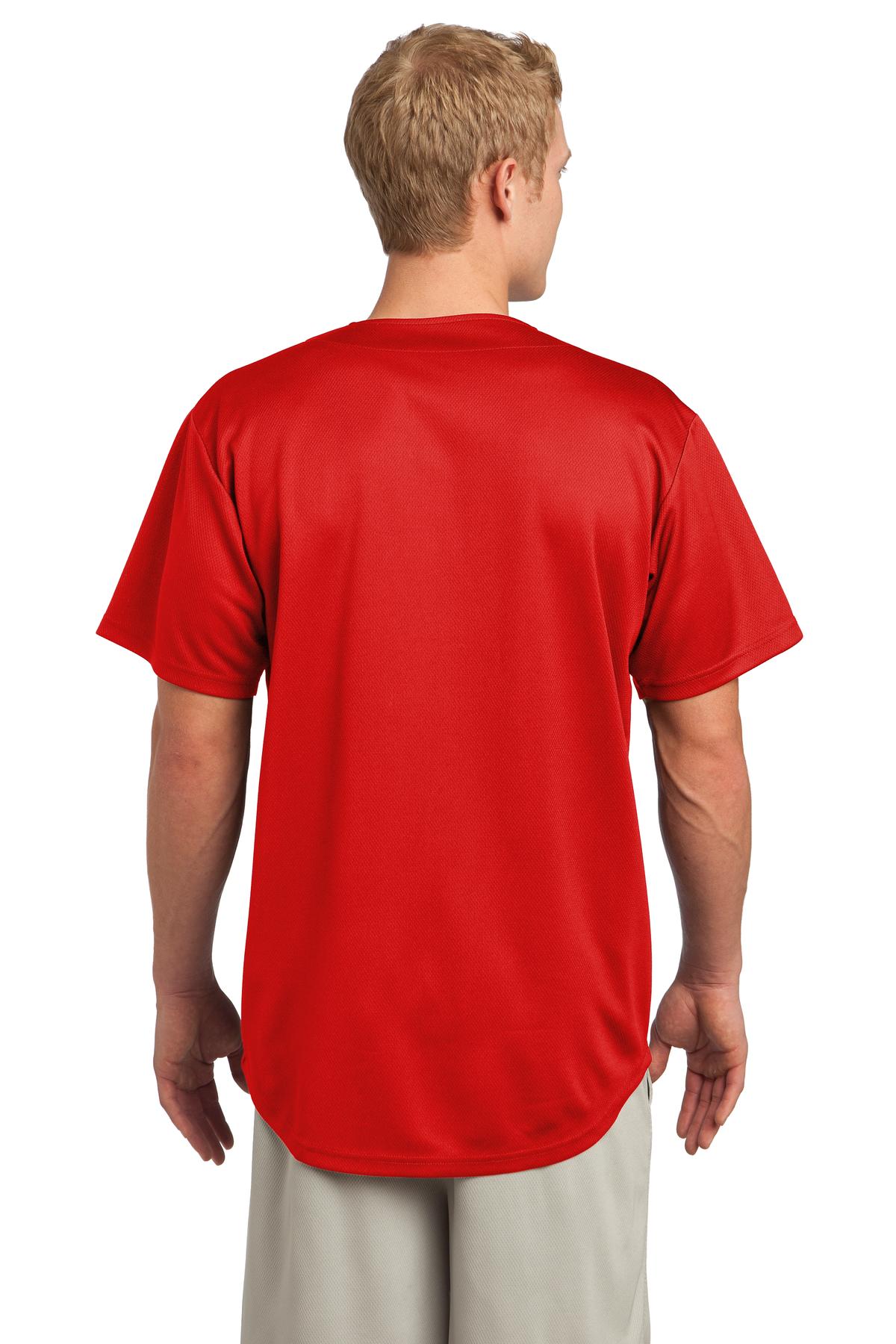 Custom Embroidered Sport-Tek PosiCharge Tough Mesh Full-Button Jersey. ST220,True Red