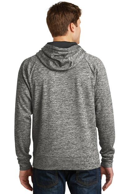 Custom Embroidered Sport-Tek PosiCharge Electric Heather Fleece Hooded Pullover. ST225,Black Electric