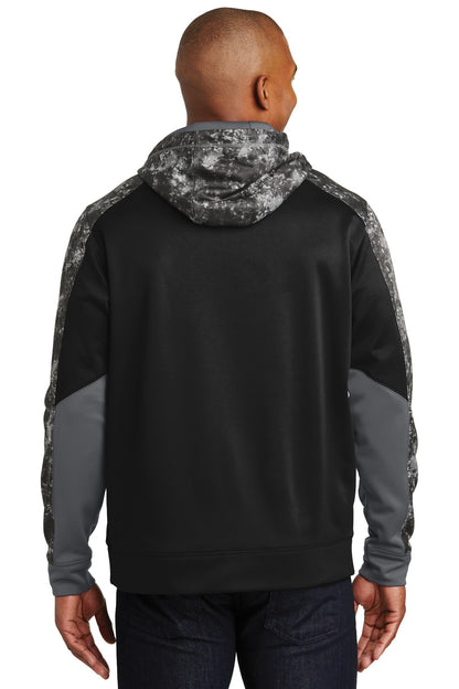Custom Embroidered Sport-Tek Sport-Wick Mineral Freeze Fleece Colorblock Hooded Pullover. ST231,Black/ Black