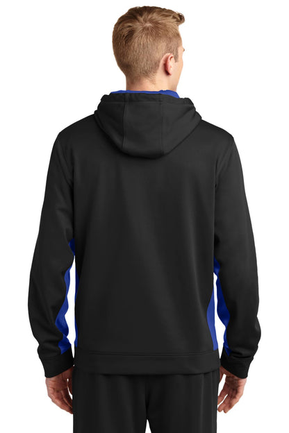 Custom Embroidered Sport-Tek Sport-Wick Fleece Colorblock Hooded Pullover. ST235,Black/ True Royal
