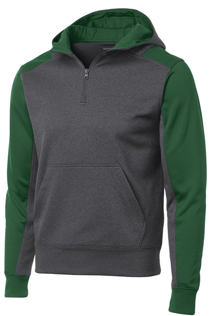 Sport-Tek  Tech Fleece Colorblock 1/4-Zip Hooded Sweatshirt. ST249