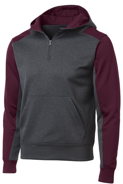 Sport-Tek  Tech Fleece Colorblock 1/4-Zip Hooded Sweatshirt. ST249