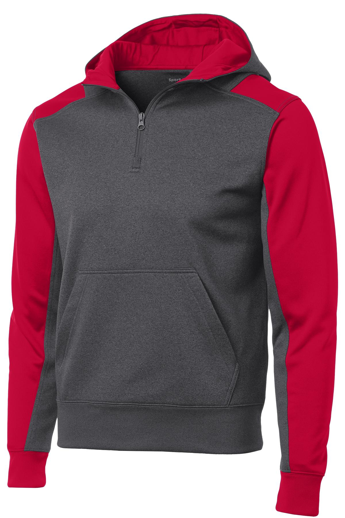 Sport-Tek  Tech Fleece Colorblock 1/4-Zip Hooded Sweatshirt. ST249