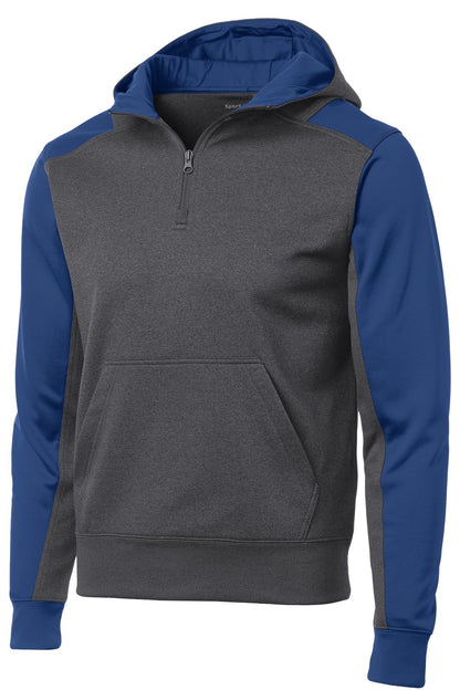 Sport-Tek  Tech Fleece Colorblock 1/4-Zip Hooded Sweatshirt. ST249