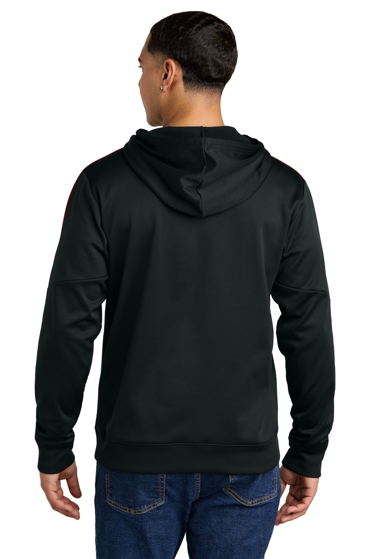 Custom Embroidered Sport-Tek Sport-Wick Fleece United Pullover Hoodie ST255,Black/ Deep Red