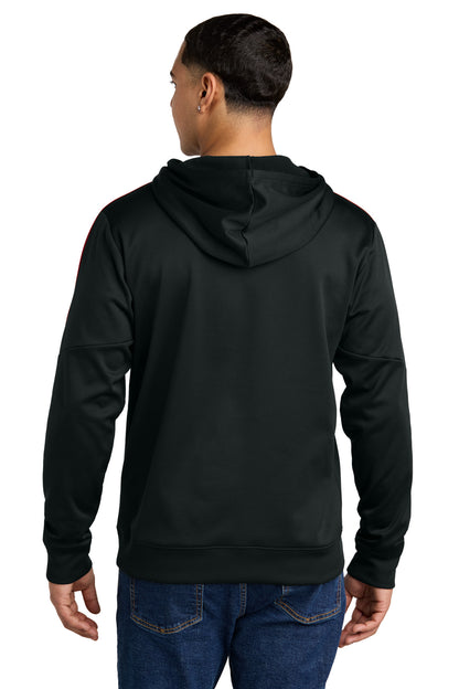 Custom Embroidered Sport-Tek Sport-Wick Fleece United Pullover Hoodie ST255,Black/ Deep Red
