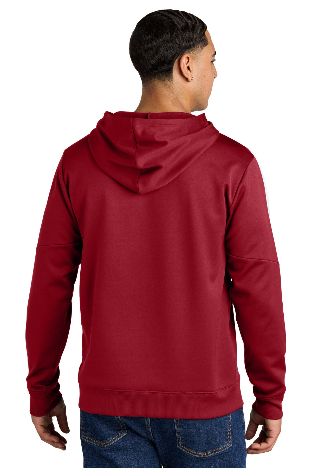 Custom Embroidered Sport-Tek Sport-Wick Fleece United Pullover Hoodie ST255,Deep Red/ White
