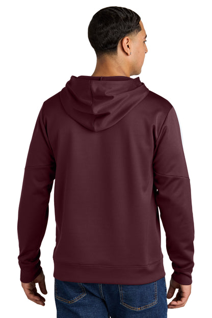 Custom Embroidered Sport-Tek Sport-Wick Fleece United Pullover Hoodie ST255,Maroon/ White