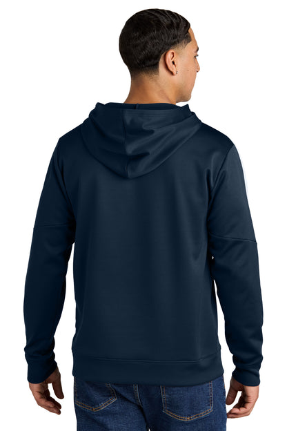 Custom Embroidered Sport-Tek Sport-Wick Fleece United Pullover Hoodie ST255,Navy/ White