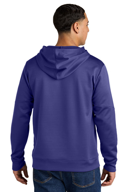 Custom Embroidered Sport-Tek Sport-Wick Fleece United Pullover Hoodie ST255,Purple/ White