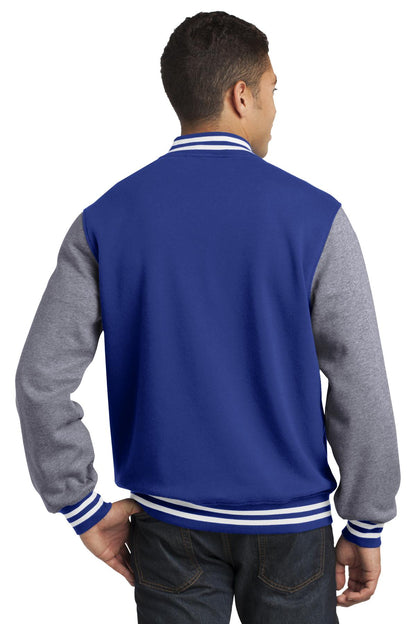 Custom Embroidered Sport-Tek Fleece Letterman Jacket. ST270,True Royal/ Vintage Heather